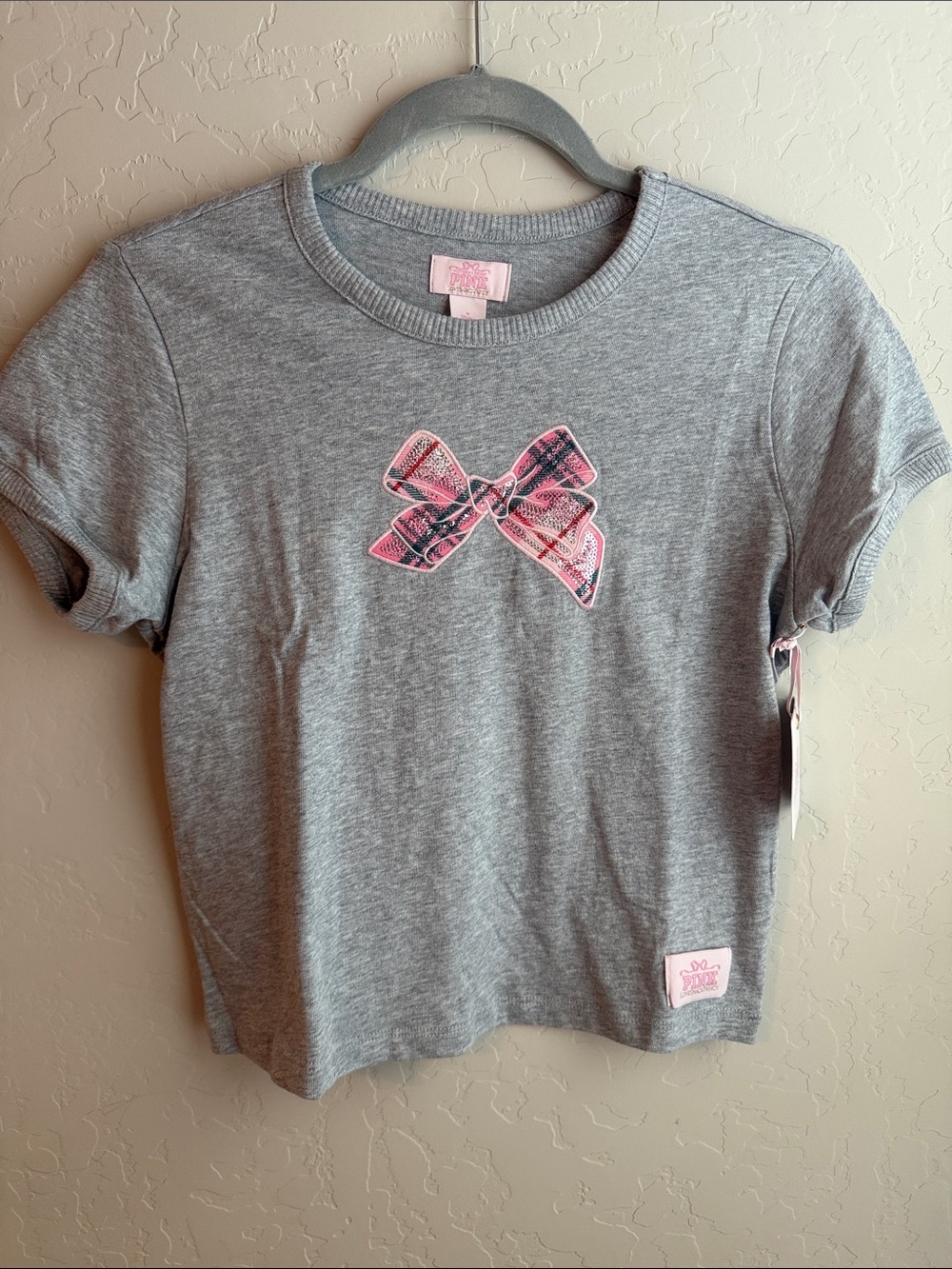 LoveShackFancy + PINK Gray Tee with Pink Bow Graphic